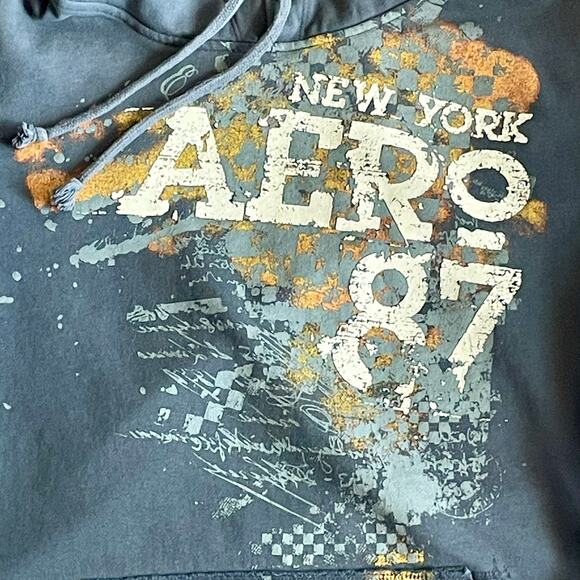 Aeropostale Hoodie Blue Graphic Sweatshirt Mens XL Kangaroo Pocket Pullover - Picture 6 of 8